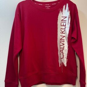 Calvin Klein Crimson Crewneck with Silver Logo